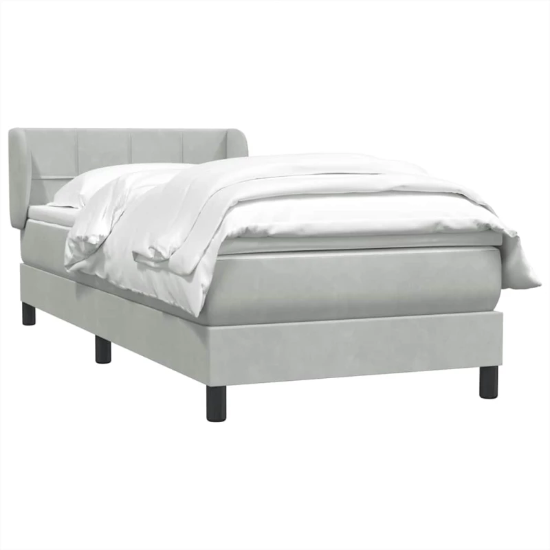 vidaXL Κρεβάτι Boxspring με Στρώμα Ανοιχτό Γκρι 80x210 εκ. Βελούδινο