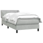 vidaXL Κρεβάτι Boxspring με Στρώμα Ανοιχτό Γκρι 80x210 εκ. Βελούδινο