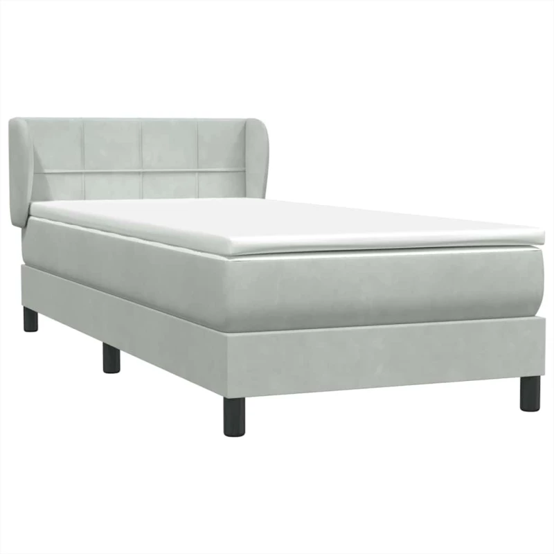 vidaXL Κρεβάτι Boxspring με Στρώμα Ανοιχτό Γκρι 80x210 εκ. Βελούδινο