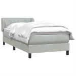 vidaXL Box Spring κρεβάτι με στρώμα ανοιχτό γκρι 80x220 cm Βελούδινο