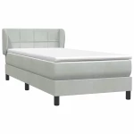 vidaXL Box Spring κρεβάτι με στρώμα ανοιχτό γκρι 80x220 cm Βελούδινο