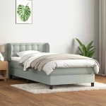 vidaXL Box Spring κρεβάτι με στρώμα ανοιχτό γκρι 90x220 εκ. Βελούδινο