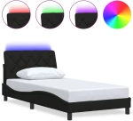 vidaXL Σκελετός Κρεβατιού με LED Χωρίς Στρώμα Μαύρο 100x200 εκ.
