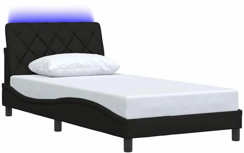 vidaXL Σκελετός Κρεβατιού με LED Χωρίς Στρώμα Μαύρο 100x200 εκ.