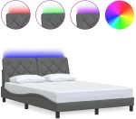 vidaXL Σκελετός Κρεβατιού με LED Χωρίς Στρώμα Γκρι 140x200 εκ.