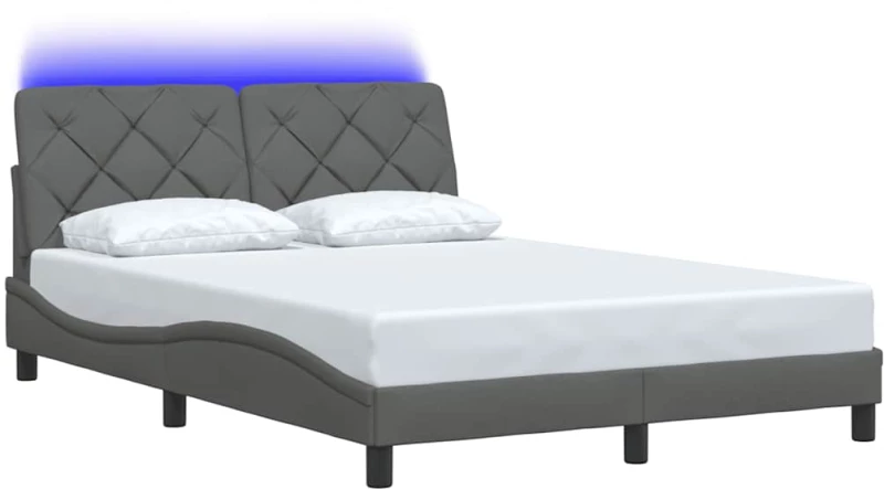 vidaXL Σκελετός Κρεβατιού με LED Χωρίς Στρώμα Γκρι 140x200 εκ.