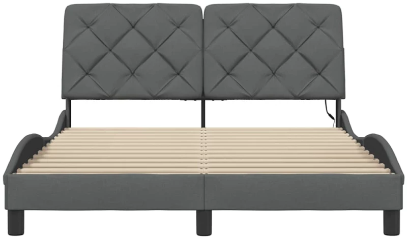vidaXL Σκελετός Κρεβατιού με LED Χωρίς Στρώμα Γκρι 140x200 εκ.