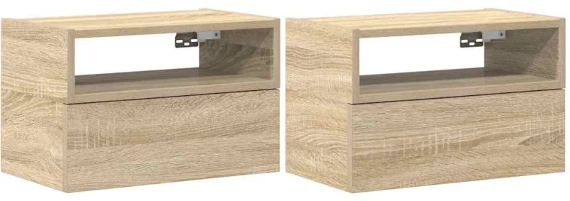 vidaXL Κομοδίνα Επιτοίχια 2 τεμ. Sonoma Δρυς 45x26x28,5 εκ.