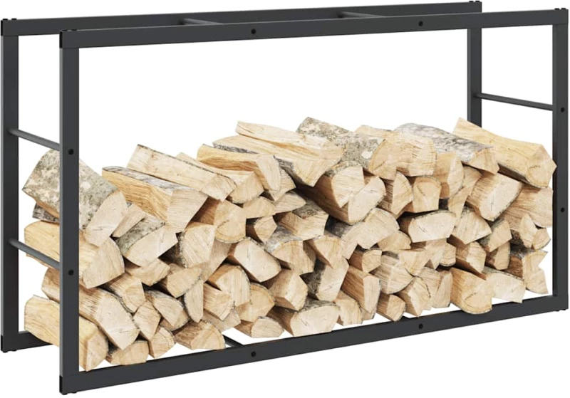 vidaXL Ράφι Καυσόξυλων Μαύρο 110x30x61 εκ. Ατσάλινο