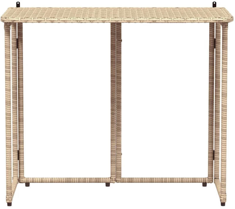 vidaXL Πτυσσόμενο τραπέζι κήπου Μπεζ 90x51x75 cm Poly Rattan