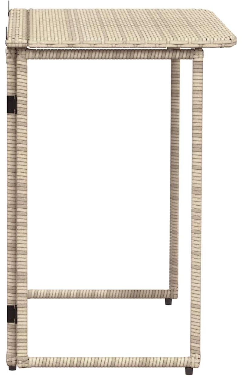 vidaXL Πτυσσόμενο τραπέζι κήπου Μπεζ 90x51x75 cm Poly Rattan