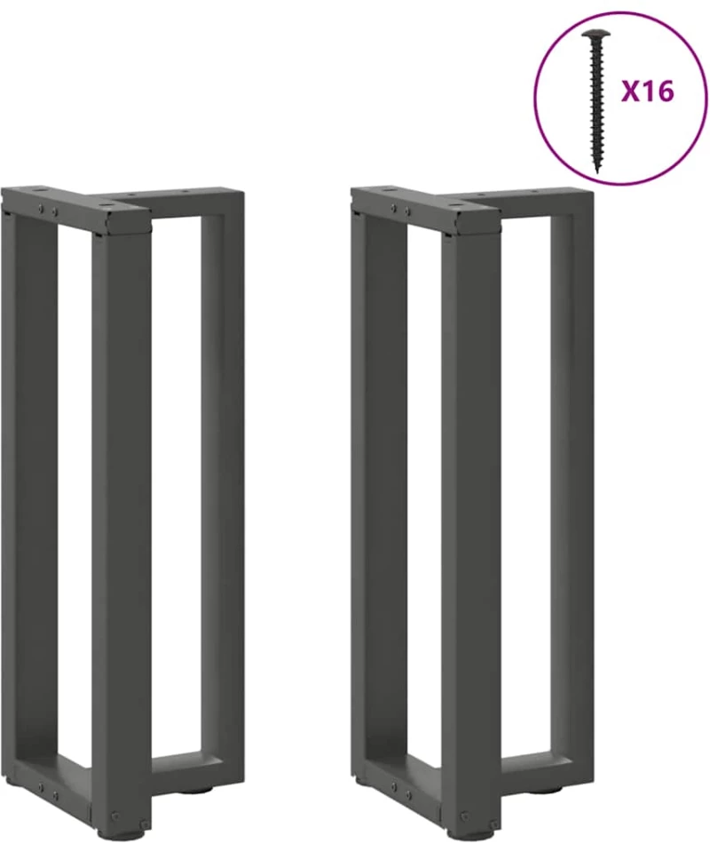 vidaXL Πόδια τραπεζιού κονσόλας σχήμα T 2τεμ. Ανθρακί 25x28x(72-73)εκ.