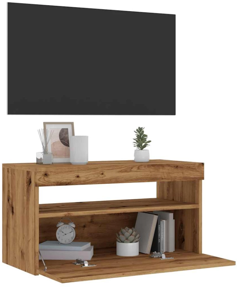 ντουλάπι τηλεόρασης vidaXL με φώτα LED Artisan Oak Κατασκευασμένο ξύλο