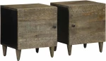 vidaXL Κομοδίνα 2 τεμάχια ανοιχτό γκρι 40x33x46 cm μασίφ ξύλο Mango