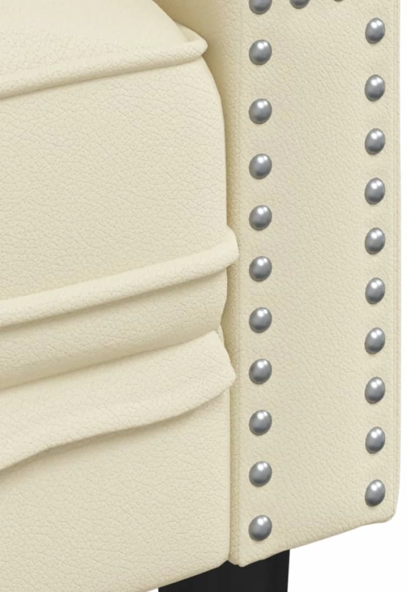 vidaXL Καναπές Chesterfield 2 τεμαχίων σετ Cream Faux Leather