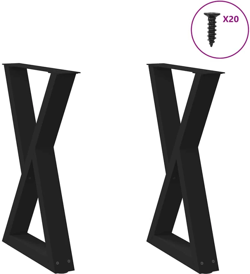 vidaXL Πόδια τραπεζαρίας 2 τεμάχια Μαύρο 60x(72-73,3) cm Ατσάλι