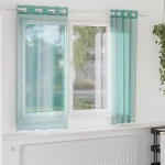 vidaXL Voile κουρτίνες με ροδέλες 2 τεμάχια Τιρκουάζ