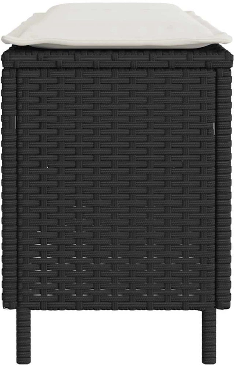 vidaXL Πάγκος κήπου με μαξιλάρι Μαύρο 110x30x40,5 cm Poly Rattan