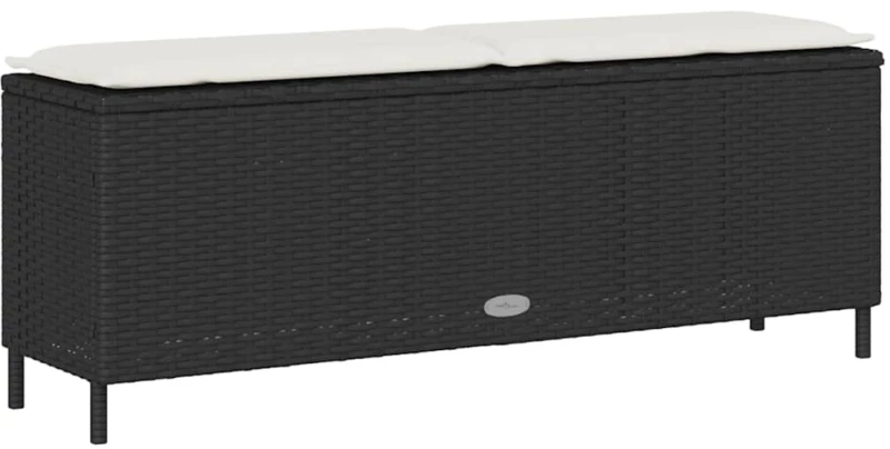 vidaXL Πάγκος κήπου με μαξιλάρι Μαύρο 110x30x40,5 cm Poly Rattan