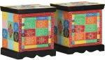 vidaXL Κομοδίνο 2 τεμάχια Πολύχρωμο 40x35x45 cm Στερεό ξύλο Mango