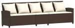 vidaXL Καναπές κήπου 5θέσιος με μαξιλάρια Brown Poly Rattan