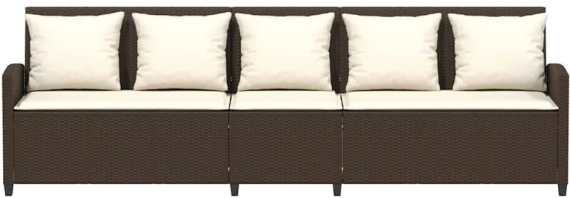 vidaXL Καναπές κήπου 5θέσιος με μαξιλάρια Brown Poly Rattan