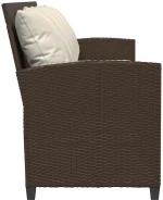 vidaXL Καναπές κήπου 5θέσιος με μαξιλάρια Brown Poly Rattan