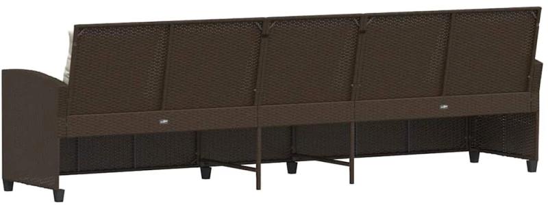 vidaXL Καναπές κήπου 5θέσιος με μαξιλάρια Brown Poly Rattan