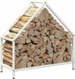 vidaXL Ράφι για καυσόξυλα Λευκό 60x25x60 cm Ατσάλι ψυχρής έλασης