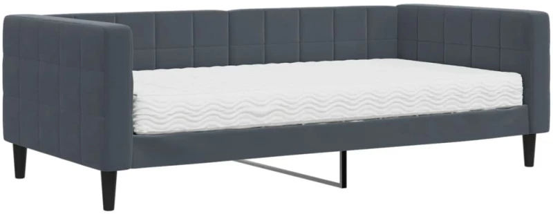 vidaXL Κρεβάτι ημέρας με στρώμα σκούρο γκρι 90x190 cm Βελούδο