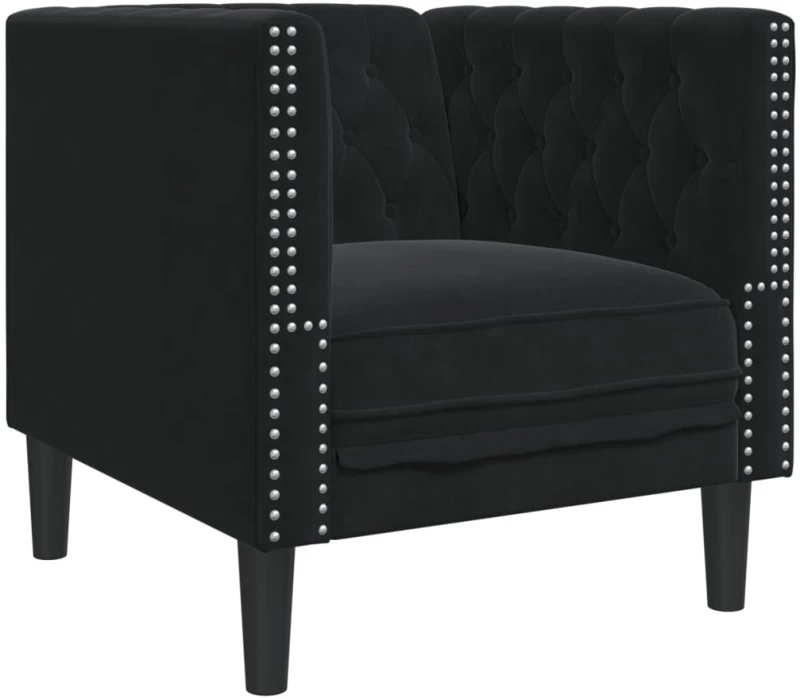 vidaXL Πολυθρόνα Chesterfield Μαύρο Βελούδινη