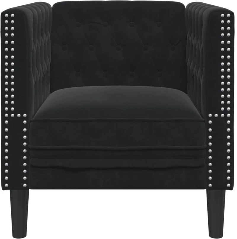 vidaXL Πολυθρόνα Chesterfield Μαύρο Βελούδινη