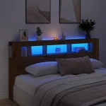 vidaXL LED κεφαλάρι Artisan Oak 200x18,5x103,5 cm Κατασκευασμένο ξύλο