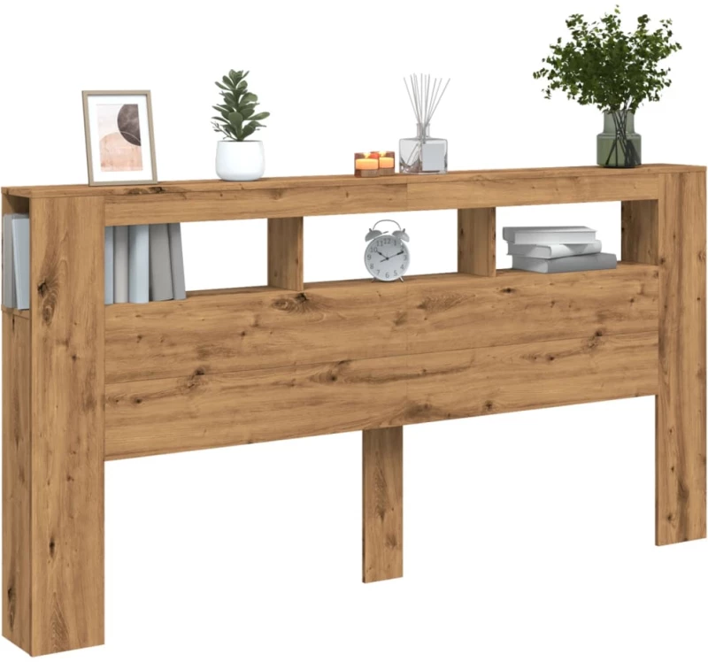 vidaXL LED κεφαλάρι Artisan Oak 200x18,5x103,5 cm Κατασκευασμένο ξύλο