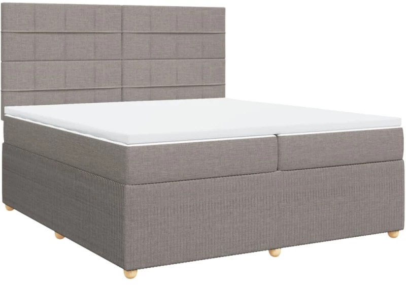 vidaXL Κρεβάτι Boxspring με Στρώμα Taupe 200x200 εκ. Υφασμάτινο