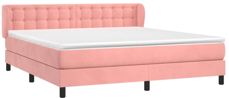 vidaXL Κρεβάτι Boxspring με Στρώμα Ροζ 160x200 εκ. Βελούδινο