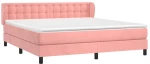 vidaXL Κρεβάτι Boxspring με Στρώμα Ροζ 160x200 εκ. Βελούδινο