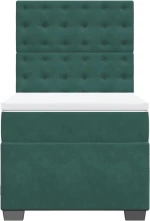 vidaXL Κρεβάτι Boxspring με Στρώμα Σκούρο Πράσινο 80x200 εκ. Βελούδινο