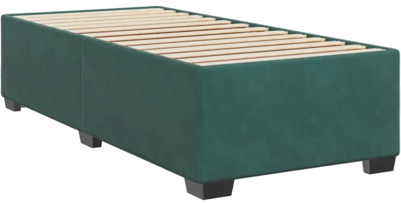 vidaXL Κρεβάτι Boxspring με Στρώμα Σκούρο Πράσινο 80x200 εκ. Βελούδινο