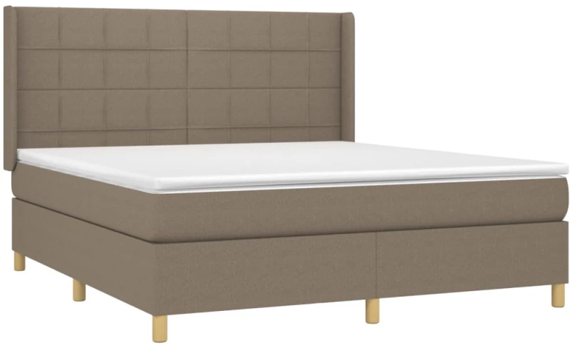 vidaXL Κρεβάτι Boxspring με Στρώμα Taupe 160x200 εκ. Υφασμάτινο