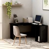 vidaXL Γραφείο Γωνιακό Γυαλιστερό Μαύρο 120 x 140 x 75 εκ. Μοριοσανίδα