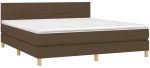 vidaXL Κρεβάτι Boxspring με Στρώμα & LED Σκ.Καφέ 160x200 εκ Υφασμάτινο