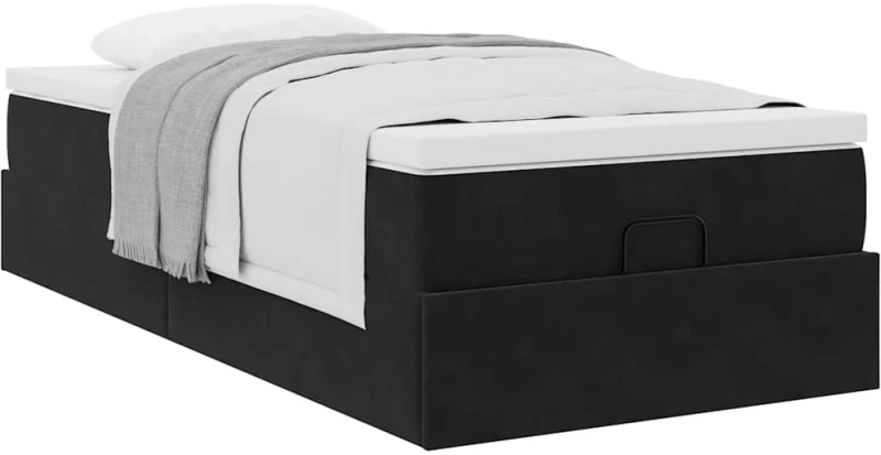 vidaXL Οθωμανικό κρεβάτι με στρώμα Μαύρο 90x200cm Velvet