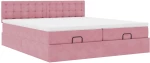 vidaXL Οθωμανικό κρεβάτι με στρώματα ροζ 180x200cm Velvet