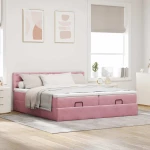 vidaXL Οθωμανικό κρεβάτι με στρώματα ροζ 180x200cm Velvet