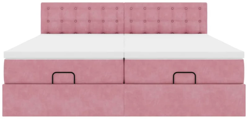 vidaXL Οθωμανικό κρεβάτι με στρώματα ροζ 180x200cm Velvet