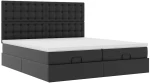 vidaXL Οθωμανικό κρεβάτι με στρώματα & LEDs Μαύρο Faux Leather