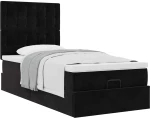 vidaXL Οθωμανικό κρεβάτι με στρώματα Μαύρο 90x200cm Velvet