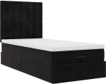 vidaXL Οθωμανικό κρεβάτι με στρώματα Μαύρο 90x200cm Velvet