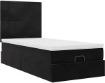 vidaXL Οθωμανικό κρεβάτι με στρώματα & LEDs Μαύρο 90x200cm Velvet